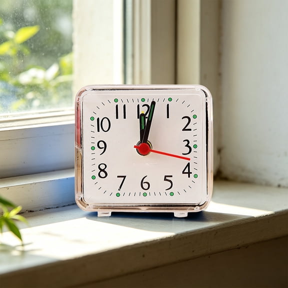 Eolstice Transparent Alarm Clock, Minimalist Battery Operated Table Clock, Silent No Ticking Wake Up Alarm for Students, Dorm Bedroom, Easy to Read Display