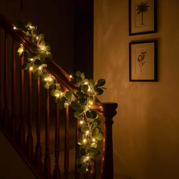 Eolstice Twinkling Warm White LED Light Garland, Artificial Tree Garland with Battery Operation, Decorative Lighting for Bedroom Living Wedding Indoor Outdoor