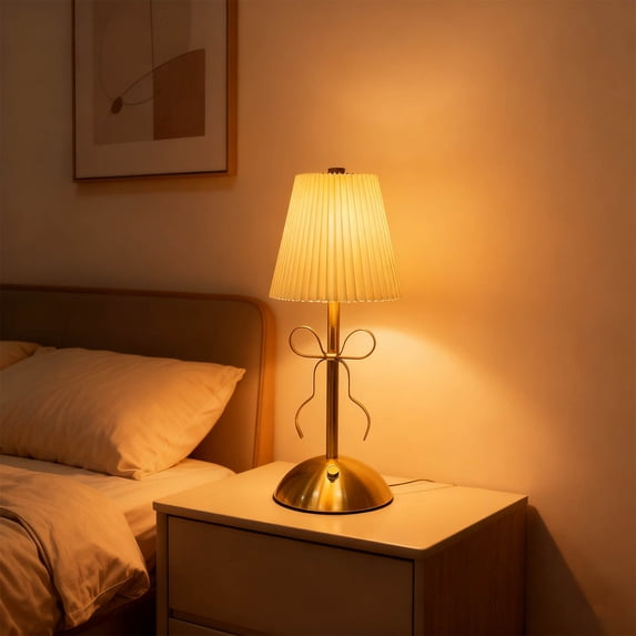 Eolstice USB Style Bow Decorative Table Lamp, Rechargeable Ambient Light, Bow Decorative Table Lamp, for Bedroom Ambiance, Dining Room Decor, Gift Idea(Khaki)