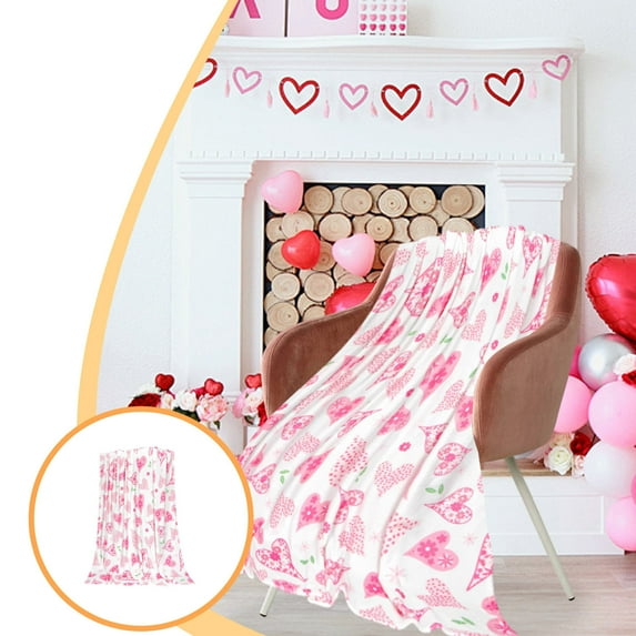 Eolstice Valentine's Day Blanket, Romantic Red Flannel Blanket, Soft And Comfortable Flannel Blanket, Red Valentine Throw, for Bed Use, Sofa Comfort, Gift Giving(Pink)