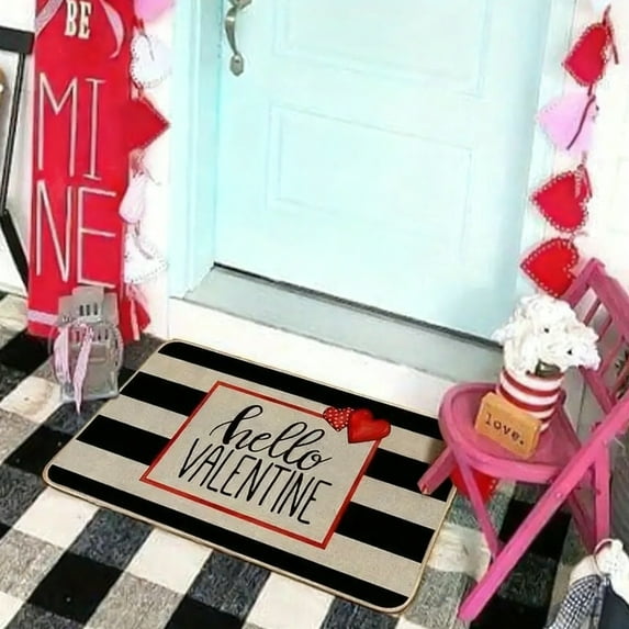 Eolstice Valentine's Day Heart-shaped Entrance Mat, Romantic Welcome Doormat, Non-slip Rug For Bathroom, Home Front Door, Decor, Gift, Sturdy Floor Mat