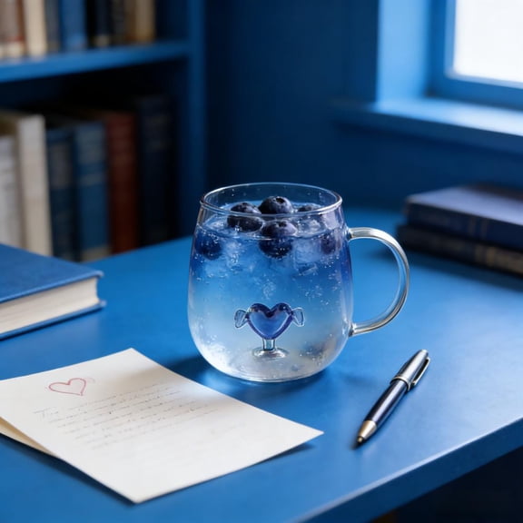 Eolstice Valentines Day Heart-shaped Couple's Tea Cup, Matching His and Hers Mug, Romantic Gift Set, Gift for Anniversary, Wedding, Couples(Blue)