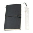 thumbnail image 1 of Eolstice Vintage A6 Portable Travel Notebook, With Metal Bookmark and Ruler, Pocket Sized Journal, For Notes, Sketches, Travel Diary, Gift for Writer, Leather Look(Dark Gray), 1 of 5