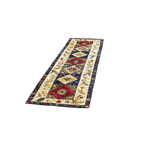 Eolstice Vintage Floral Quilted Table Runner, Patchwork Embroidered Dining Table Decor, Farmhouse Cover for Kitchen Dining Room Home Party