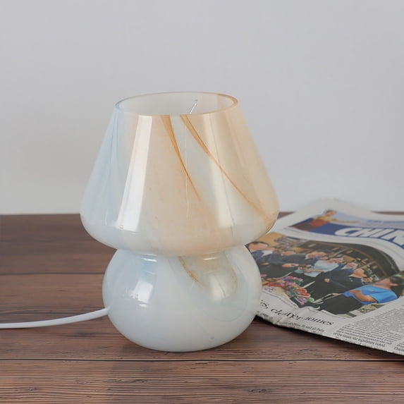 Eolstice Vintage Glass Lamp, Antique Table Lamp Bedside Light, USB Powered Night Light for Bedroom, Vintage Style Decor, Ambient Illumination