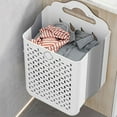 thumbnail image 1 of Eolstice Wall-mounted Laundry Basket, Foldable Laundry Hamper, Dirty Clothes Storage Bin For Bathroom, Space Saving Organizer, Sturdy Collapsible Basket(White), 1 of 6