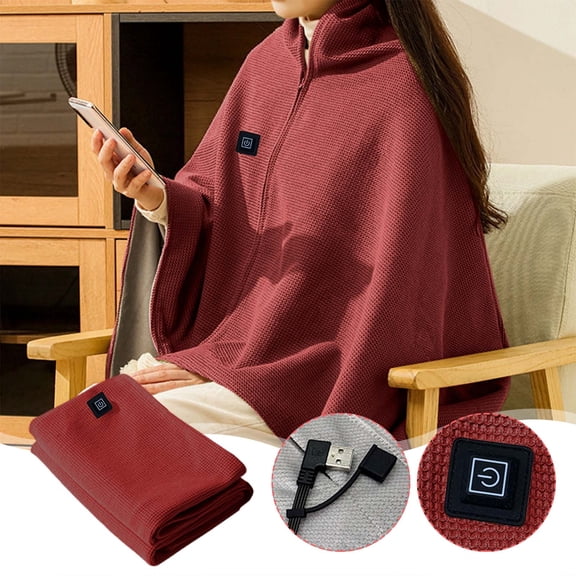 Eolstice Wearable USB Heated Throw Blanket, Zippered Closure, Three Heating Settings with Washable Fabric for Home Lounging, Car Trips, and Travel Warmth