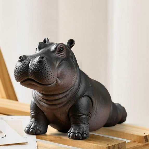 Eolstice Whimsical Resin Hippopotamus Yoga Statue, Char-m-ing Animal Figurine for Desk Decor, Shelf Display, and Novelty Gift Giving