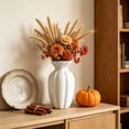 thumbnail image 1 of Eolstice White Faux Ceramic Vase, Vertical Striped Plastic Home Decor Vase, Fresh Dried Flowers Hydroponics Container, Living Room Centerpiece, 1 of 6