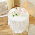 thumbnail image 1 of Eolstice White Lace Tablecloth, Embroidered Sheer Round Table Cover, Hollowed-out Table Decor, for Home, Restaurants, Cafes, Daily Use, Party, Elegant Dining(A), 1 of 6