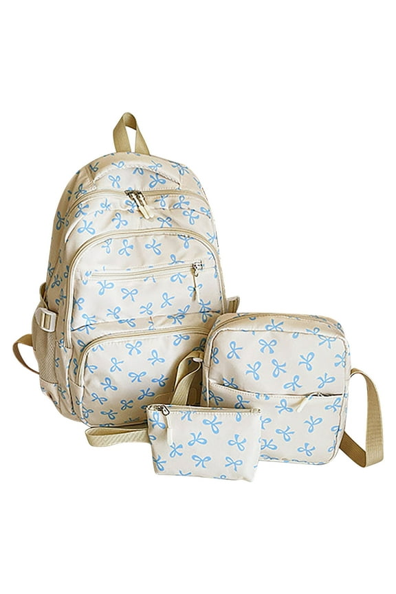 Women's Trio Handbag Set With Bow Accent, Versatile Purse Collection Including Backpack Shoulder Bag Tote, Spacious Carryall For Work Travel