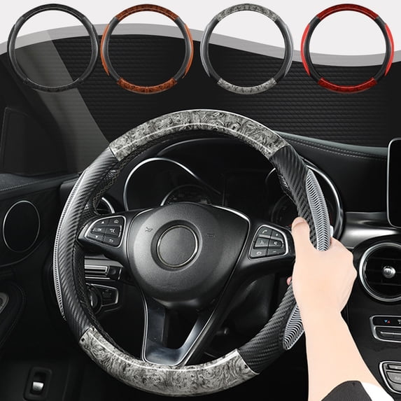 Eolstice Wood-Grain Sturdy Car Steering Wheel Cover, Breathable Fabric Handle Grip, Non-Slip Design for Driving Comfort, Universal Fit for Most Vehicles, Long-Lasting Protection