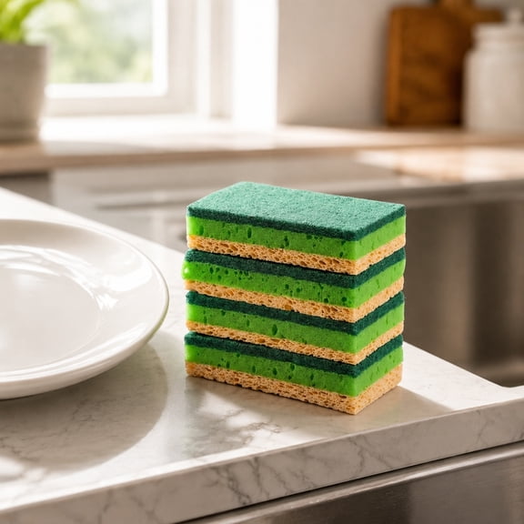Eolstice Wood Pulp Cotton Sponge Cloth, Three-Layer Wavy Scouring Cloth, Absorbent Dishwashing Pad, Reusable Kitchen Scrubber, Household Cleaning Rag
