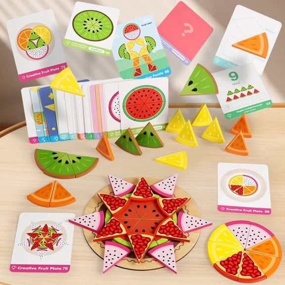 Eolstice Wooden Fruit Puzzle For Toddlers, Early Learning Toy For Kids Preschool Educational, Shape Matching Board For Fine Motor Skill Development Gift