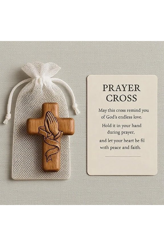 Wooden Pocket Prayer Card, Mini Portable Religious Ornament, Handcrafted Anxiety Relief Gift for Enthusiasts