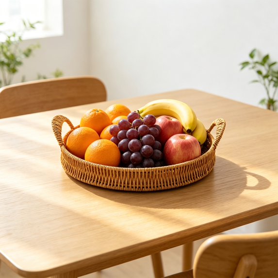Eolstice Woven Style Storage Tray, Imitation Woven Serving Basket, Fruit Table Organizer, Decorative Woven-Look Tray for Home Kitchen Living Room