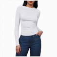thumbnail image 1 of Eomitnos Womens Crew Neck Long Sleeve Shirt Ribbed Knit Slim Fit Basic Layering Tee, 1 of 4