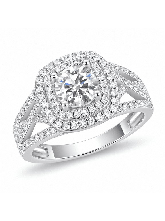Ring for Women,1 Carat Moissanite Engagement Rings for Her S925 Sterling Silver, Simulated Diamond Rings-Size 6