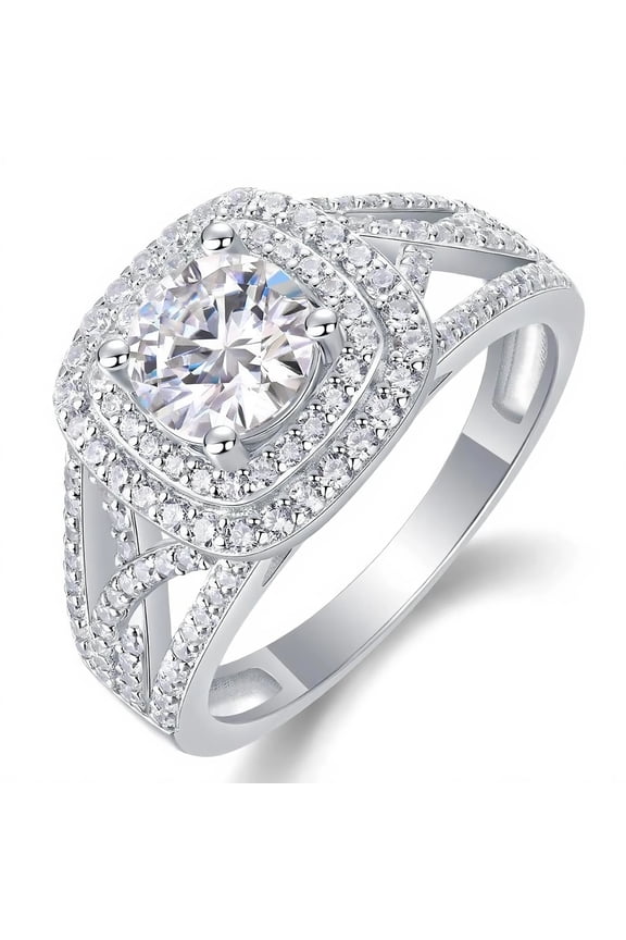 Ring for Women,1 Carat Moissanite Engagement Rings for Her S925 Sterling Silver, Simulated Diamond Rings-Size 8