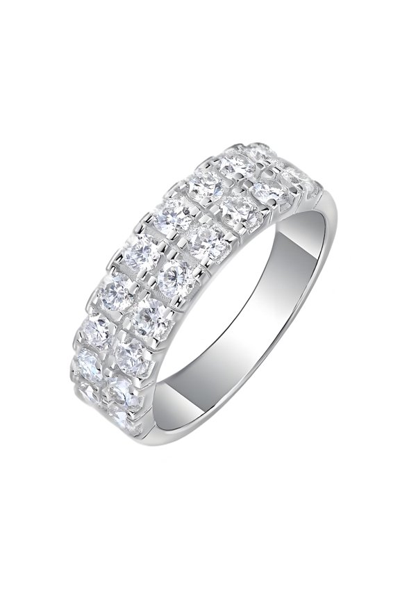 18 Moissanite Stones Starry Sky Style- 1.08Ct-925 Sterling Silver 18K White Gold Plated - Engagement Ring for Her-Size 9