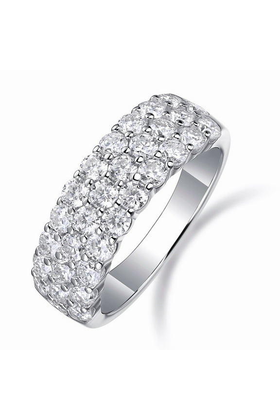 31 Stone Moissanite Engagement Ring for Her - 1.8ct TW Phantom Halo Design, Illusion Setting Platinum Plated Sterling Silver Band, Size 7