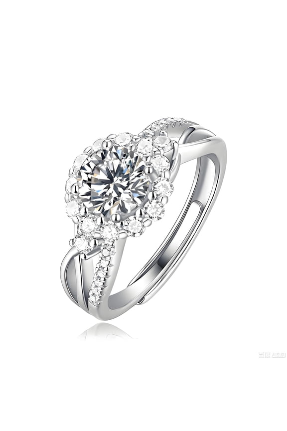 Adjustable 1 Carat Moissanite Engagement Ring for Women, 925 Sterling Silver Plated with 18K Gold, Eternal Love Gift for Your Beloved Her