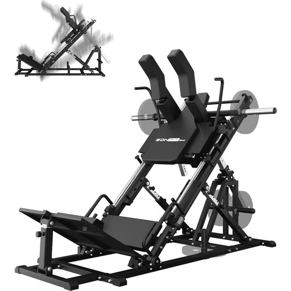 Eonfit EL2 Leg Press Machine for Home Gym, Hack Squat Machines with Linear Bearing 45 (30~60 Adjustable) Lower Body Strength Training Equipment 1200lbs with Weight Storage