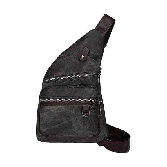Eonox Chest Pack Faux Leather Side Bag Crossbody Sling Adjustable Strap Shoulder Bags Retro Anti Theft Multi Pockets Travel Bag