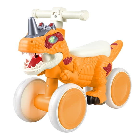 Eonox Dinosaur Balance Bike for 1-3 Year Olds, Toddler 4-Wheel Walker Scooter with Music & Mist Spray Effects, No-Pedal Training Bike, Birthday Gifts for Boys, Girls