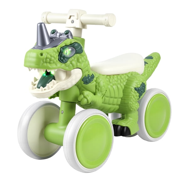 Eonox Dinosaur Balance Bike for 1-3 Year Olds, Toddler 4-Wheel Walker Scooter with Music & Mist Spray Effects, No-Pedal Training Bike, Birthday Gifts for Boys, Girls