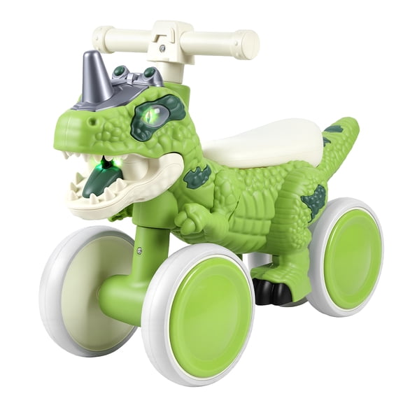 Eonox Dinosaur Balance Bike for 1-3 Year Olds, Toddler 4-Wheel Walker Scooter with Music & Mist Spray Effects, No-Pedal Training Bike, Birthday Gifts for Boys, Girls