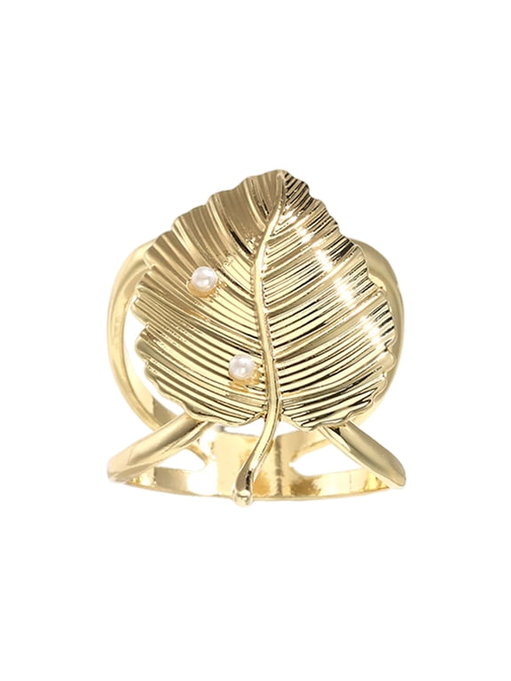 Leaf Silk Scarf Ring Buckle And Slides for Women, Metal Leaf T-shirt Ties Clip with Faux Pearls Embellishment for Shawl, Bandana, Clothing Accessory