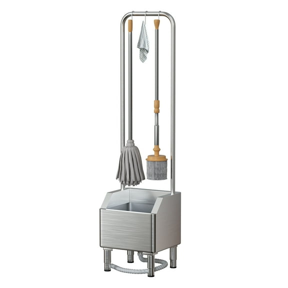 Eonox Stainless Steel Utility Sink with Overhead Drying Rack, Commercial Mop Sink with Anti-Splash Tilted Edge and Dual Drainage for Laundry Room, Kitchen, Garage