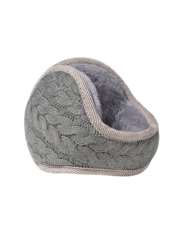 Winter Ear Muffs for Women Men, Foldable Earmuffs with Thickened Plush Lining, Soft Knit Thermal Ear Warmers for Outdoor Sports