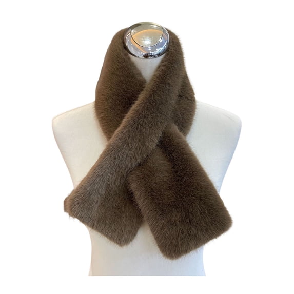Eonox Women Faux Fur Scarf, Short Faux Fur Collar Scarves, Soft & Not Bulky, Perfect for Wearing at Home or Going Out, Best Gift for Mom Grandma