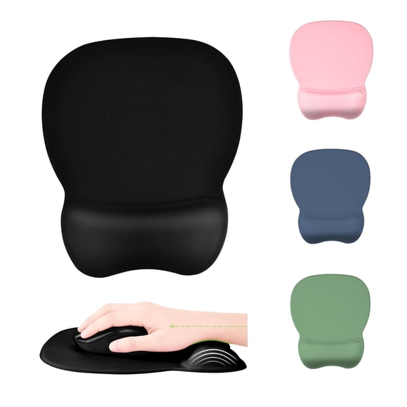 Ergonomic Mouse Pad with Wrist Support, Mousepad with Memory Foam Wrist Rest and Non-Slip Base for Computer, Cafe, Home & Office, 9.64 x 8.26 in Office Desk Accessories, Black