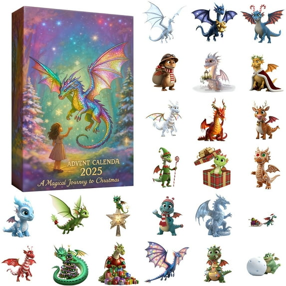 Eoozwa 1 Packs 24 Days 2025 Dragon Forest Advent Calendar with 24 Surprises, Christmas Countdown Gift for Family, Holiday Magic Collection, Unique Themed December Calendar