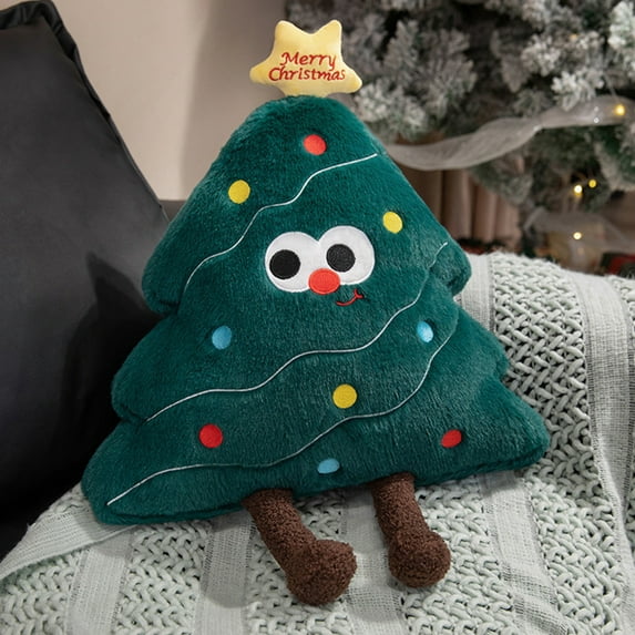 Eoozwa 1 Packs Christmas Tree Plush Pillow Soft Festive Holiday Decor Cushion for Home Sofa Bedroom Cozy Seasonal Gift