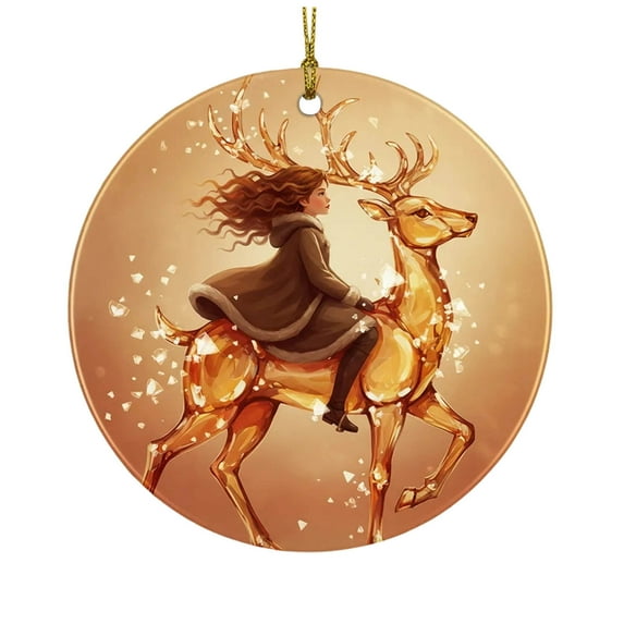 Eoozwa 1 Packs Courage Themed Christmas Ornament, Inspirational Reindeer Pendant Handcrafted Glass Ball Decoration for Holiday Tree Decor Unique Gift for Family Festive Home Accent