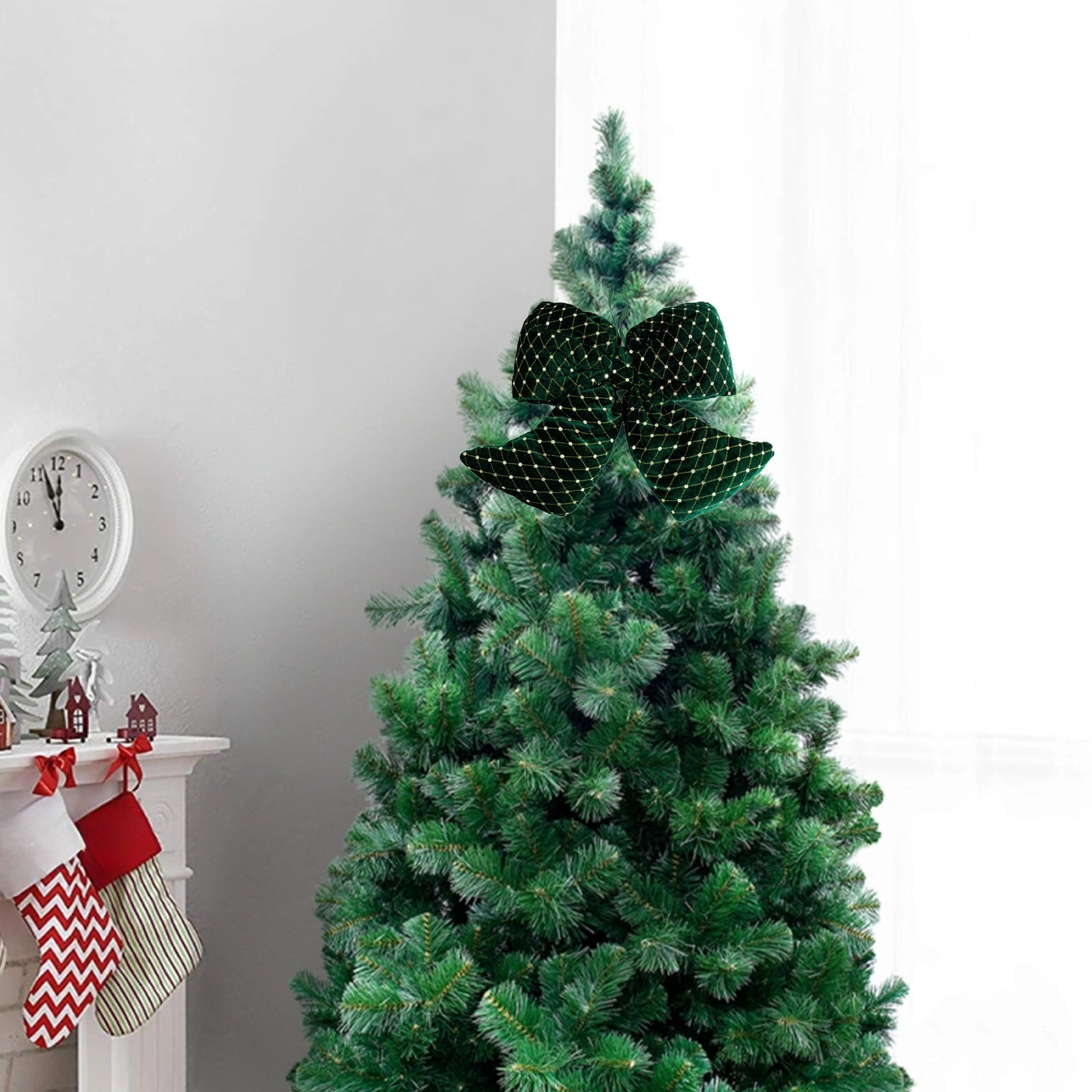 Eoozwa 1 Packs Flocking Velvet Christmas Bow Tree Ornament Holiday ...