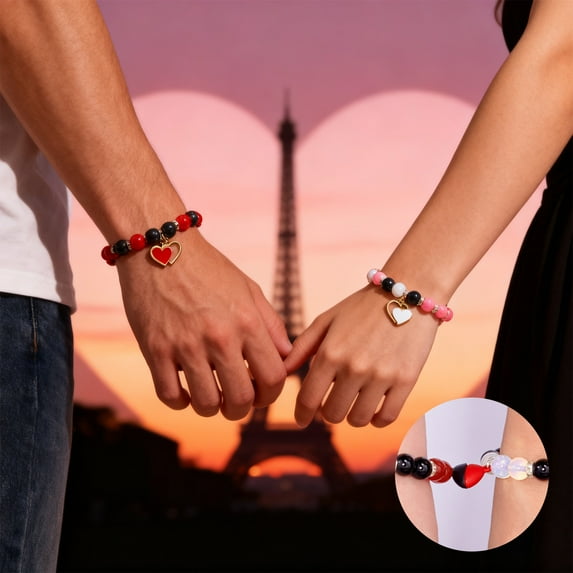 Eoozwa 1 Packs Magnetic Couple Bracelets Set for Valentines Day Gifts Adjustable Matching Love Bracelets for Women Men, Friendship Jewelry Couples Gifts for Her Him