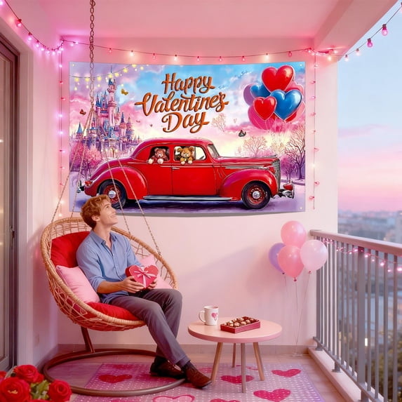 Eoozwa 1 Packs Valentine's Day Tapestry Romantic Wall Hanging Decor for Bedroom Living Room Dorm Large Soft Polyester Fabric Home Decor Gift