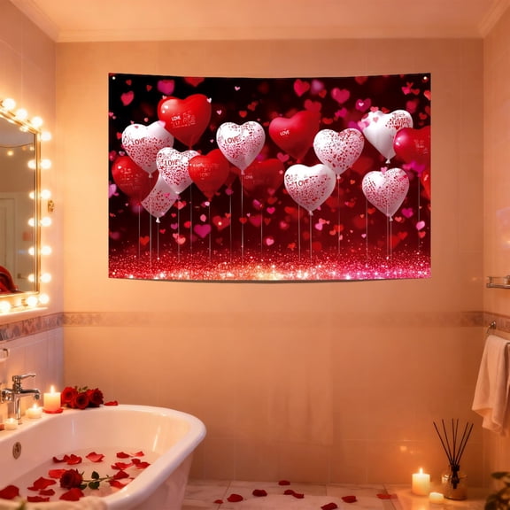 Eoozwa 1 Packs Valentine's Day Tapestry Romantic Wall Hanging Decor for Bedroom Living Room Dorm Large Soft Polyester Fabric Home Decor Gift