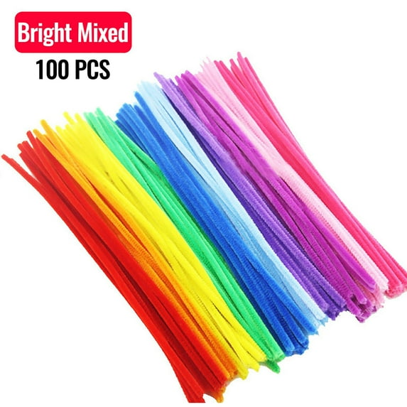 Eoozwa 100 Pcs Pipe Cleaners,Multicolor Creative Chenille Stems Pipe Cleaners Craft, Fuzzy Pipe Cleaners Bulk for Crafts, DIY Pipe Cleaner for Home Arts and Crafts Decorations Supplies