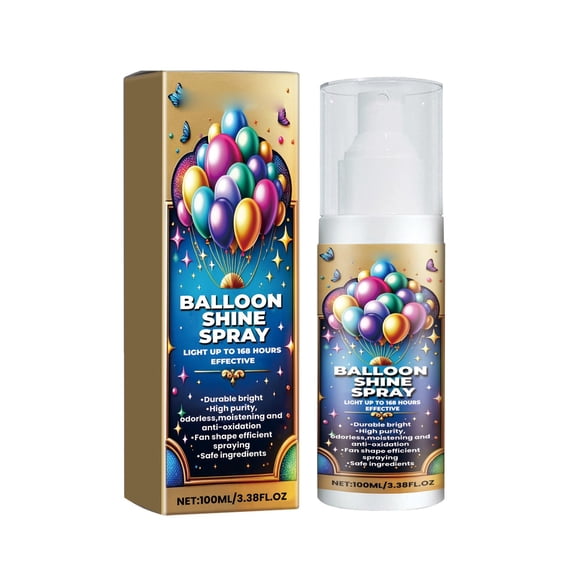 Eoozwa 100ml Balloon Shine Spray for Party Decor Enhances Gloss of Latex Foil Balloons, Birthday Celebration Aerosol, Quick Drying Non Toxic