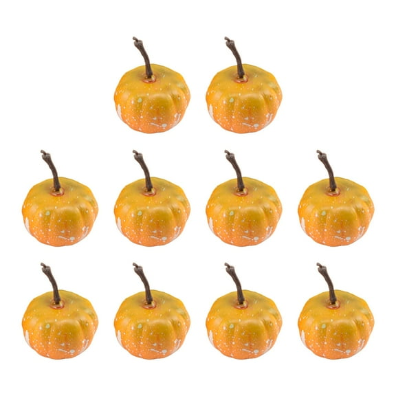Eoozwa 10PCS Artificial Mini Fake Pumpkins, Plastic Pumpkins with Fall Leaves,Carvable DIY Small Craft Pumpkins Decor for Thanksgiving Halloween Home Fall Porch Table Decor