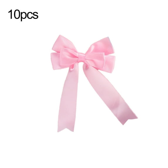 Eoozwa 10PCS Christmas Polyester Ribbon Bow Pinkmas Tree Decorations 3.9x2.5 Inch Rustic Crafts Gift Bows Polyester Ribbon Wreath Bows for Christmas Tree Birthday Graduation Decorations