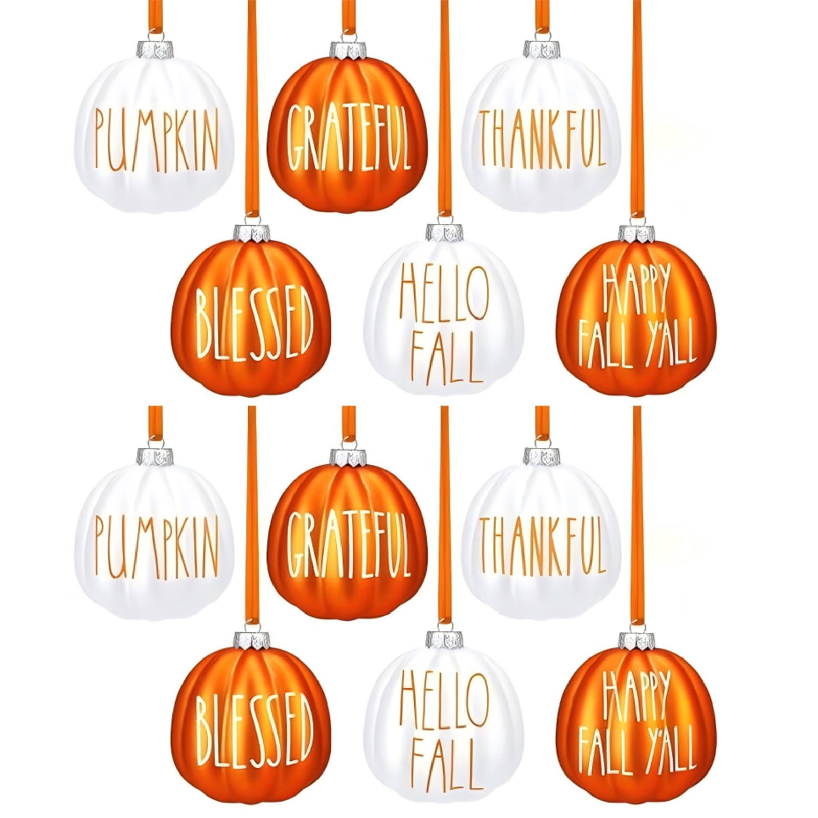 Eoozwa 12 Pcs Fall Pumpkin Hanging Ornament Thanksgiving Tree Decorations Mini Pumpkin Ball Decorations Farmhouse Fall Ornaments for Small Tree for Autumn Thanksgiving Halloween Christmas