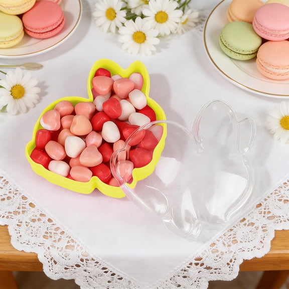 Eoozwa 12PCS Easter Bunny Transparent Storage Box Plastic Candy Snack Container for Gift Packaging Party Favors Small Item Organizer
