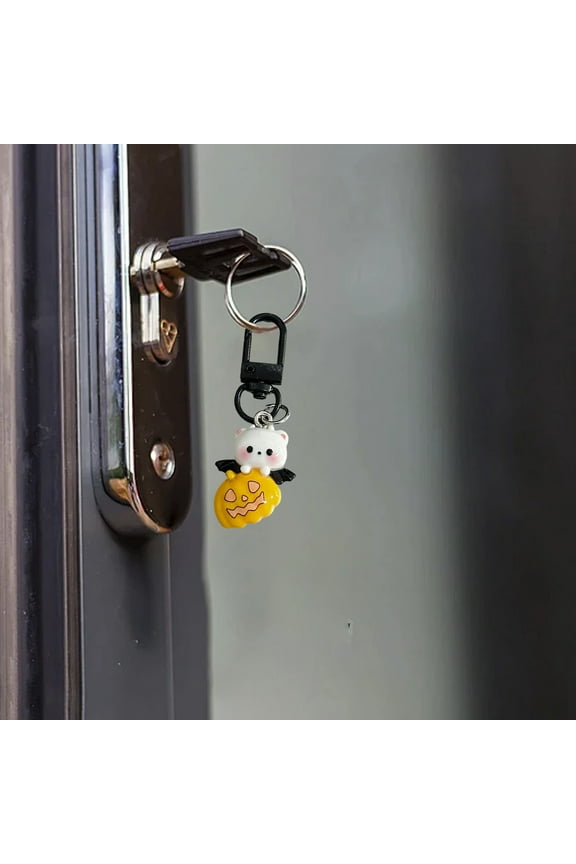 2 Packs Halloween Car Keychain Cute Ghost Keyring for Handbag Backpack Pur Accessories Plastic Black Key Chain Halloween Party Gift Decor